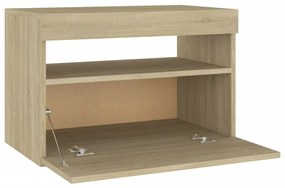 Mesa cabeceira &amp; luzes LED 2 pcs 60x35x40 cm carvalho sonoma