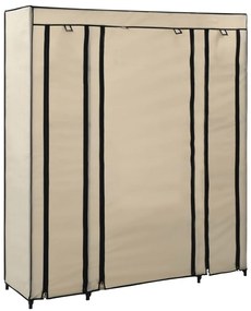 Roupeiro c/ compartimentos e varões 150x45x176 cm tecido creme