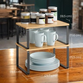 Conjunto de 2 Estante para cozinha, organizadores de cozinha preto-natural