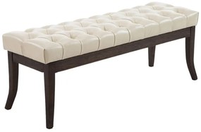 Banco Ramses em couro sintético com estrutura em antigo escuro 46 x 120 x 38 cm Creme