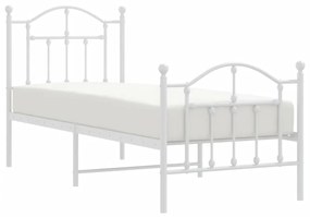 Estrutura de cama com cabeceira e pés 75x190 cm metal branco