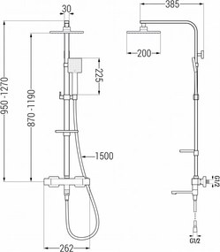 Mexen CQ45 conjunto de banheira e duche com chuveiro de mão e torneira termostática, cromado - 779104595-00