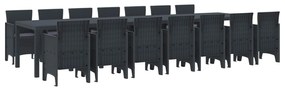 vidaXL Conjunto de Jantar para Jardim com Almofadas 15 pcs Antracite
