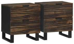 vidaXL Armários de Canto - Conjunto com 2 Peças, 40x33,5x46 cm, Feitos de Madeira Sólida de Manga