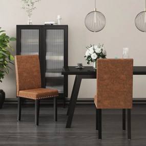 vidaXL Cadeiras de jantar 2 pcs tecido castanho