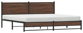 Estrutura cama sem colchão 193x203 cm metal carvalho castanho