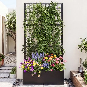 Floreira Quadrada com Treliça, 90 x 40 x 180,5 cm, Capacidade de 100 L, Preto