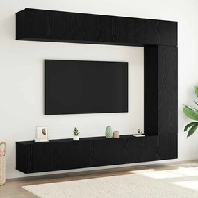 vidaXL Conjunto de painéis de TV com 5 peças montado na parede em madeira de carvalho preto