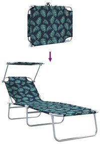 Espreguiçadeiras Dobráveis 2 pcs com Padrão de Folha Tecido Oxford 600