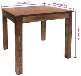 Mesa de jantar mistura de madeiras recicladas 82x80x76 cm