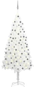 Árvore de Natal artificial com luzes LED e bolas 210 cm branco