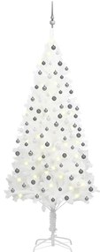 vidaXL Árvore Natal artificial pré-iluminada c/ bolas 210 cm branco