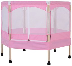 Trampolim infantil Trampolim para Crianças 3-12 Anos Jardim Quintal com Rede de Segurança 50 kg 126x109x98cm Rosa