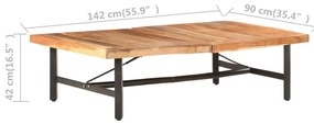 Mesa de centro 142x90x42 cm madeira de acácia maciça