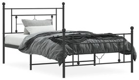 Estrutura de cama com cabeceira e pés 107x203 cm metal preto