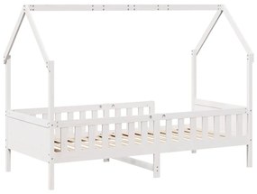 Cama infantil formato casa 80x200 cm pinho maciço branco