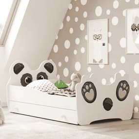 Cama infantil panda 140x70 com gaveta branca - colchão e estrado incluído