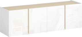 HOMCOM Móvel para TV, rack para TV com 4 portas com fechamento amortecido, prateleira ajustável e passagens para cabos, 135 x 38 x 45 cm, branco | Aosom Portugal