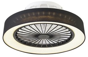 Ventilador de teto preto 47cm incl. LED regulável com controle remoto - Emily Moderno
