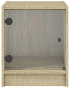 Mesa cabeceira c/ portas vidro 2 pcs 35x37x42cm carvalho sonoma
