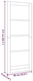 porta interna com vidro "ORKDAL" 86x211x4 cm madeira sólida de pinho