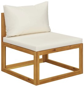 9 pcs conjunto lounge jardim c/ almofadões acácia maciça creme