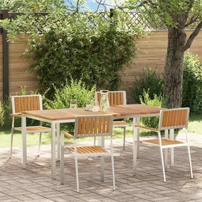 Conjunto de Jantar de Jardim vidaXL 5 Peças Madeira de Teca Maciça