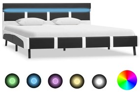 Estrutura de cama com LED 160x200 cm couro artificial cinzento