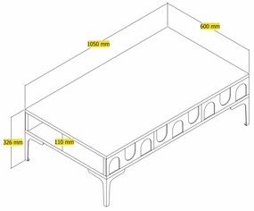Mesa de Centro Retangular – Lyon – Creme e Preto – 105x60x32,6 cm