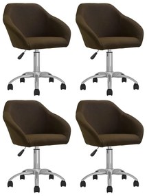 vidaXL Cadeiras de jantar giratórias 4 pcs tecido castanho-escuro