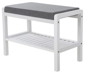 SONGMICS Banco de bambu com sapateira e assento acolchoado, prateleira de armazenamento para entrada, sala de estar, hall de entrada, áreas pequenas, branco LBS65WN