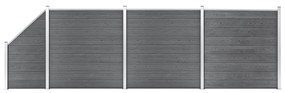 vidaXL Painel vedação WPC 3 quadrados + 1 inclinado 619x186cm cinzento
