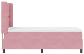Cama Box Spring com Colchão e LED Rosa 90x190 cm Veludo