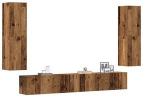 armários de TV montados na parede 4 pcs madeira velha