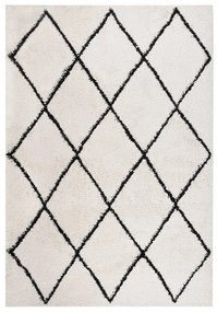 vidaXL Tapete shaggy de pelo alto 140x200 cm preto/cor creme
