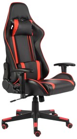 Cadeira de gaming giratória PVC vermelho