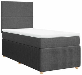 Cama com molas/colchão 90x190 cm tecido cinza-escuro