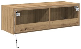 Armário de TV vidaXL com luzes LED Carvalho Artesanal 100x35x31 cm