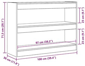 Estante/Divisor de Ambiente vidaXL - Carvalho Artisan - 100x30x72 cm -