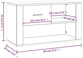 Sapateira 80x35x45 cm derivados de madeira branco brilhante