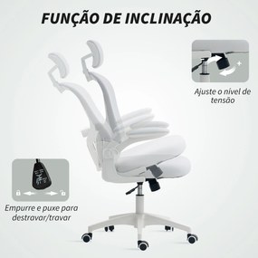 Cadeira de Escritório em Malha com Encosto Alto Apoio de Cabeça Ajustável Suporte Lombar 4D 62x64x120 cm Branco