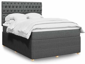 vidaXL Cama com molas/colchão 140x200 cm tecido cinzento-escuro