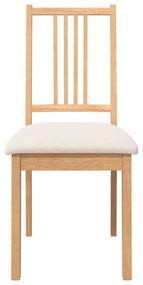 Cadeiras de jantar com almofadões 2 pcs madeira maciça natural