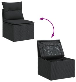 13 pcs conjunto de sofás de jardim com almofadões vime PE preto