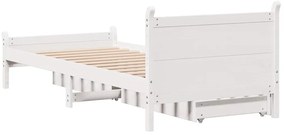 Cama sem colchão 90x190 cm madeira de pinho maciça branco