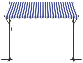 Toldo de pé 300x300 cm tecido e aço azul e branco