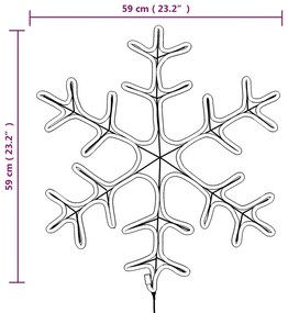 Figura natalícia floco de neve 144 LEDs 59x59 cm branco quente