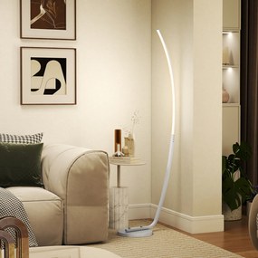 Candeeiro de pé LED com 3 níveis de luminosidade reguláveis, candeeiro de pé moderno com interruptor no pé, prateado