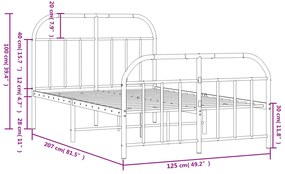 Estrutura de cama com cabeceira e pés 120x200 cm metal branco