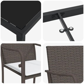 Conjunto de Jantar de Jardim de 5 Peças com Almofadas - Rattan Poli Ca